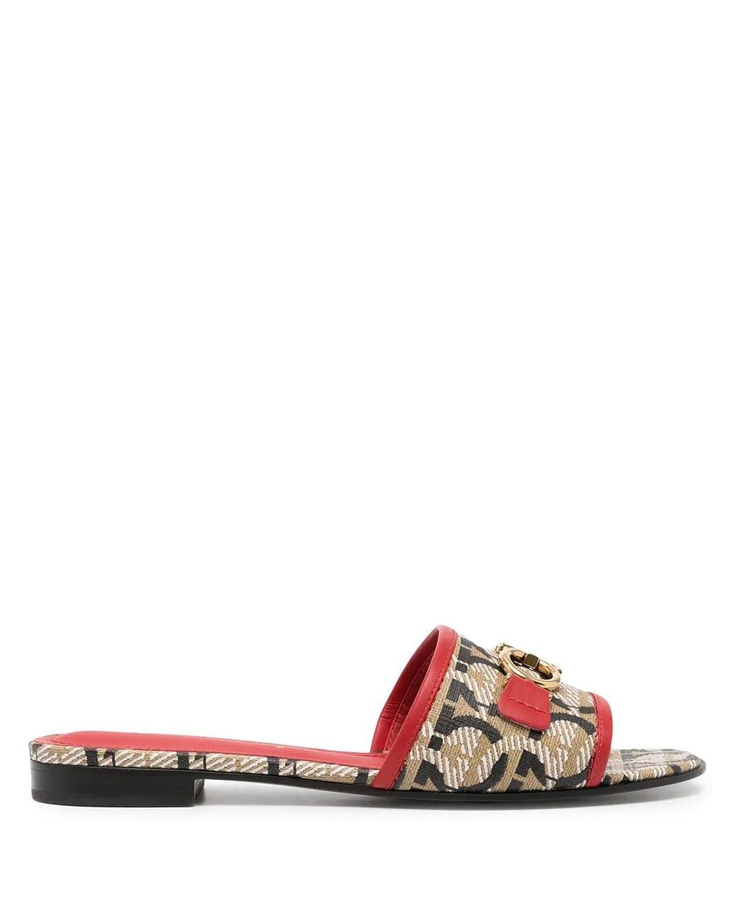 Ferragamo Pink Gancini-Print 20Mm Mules