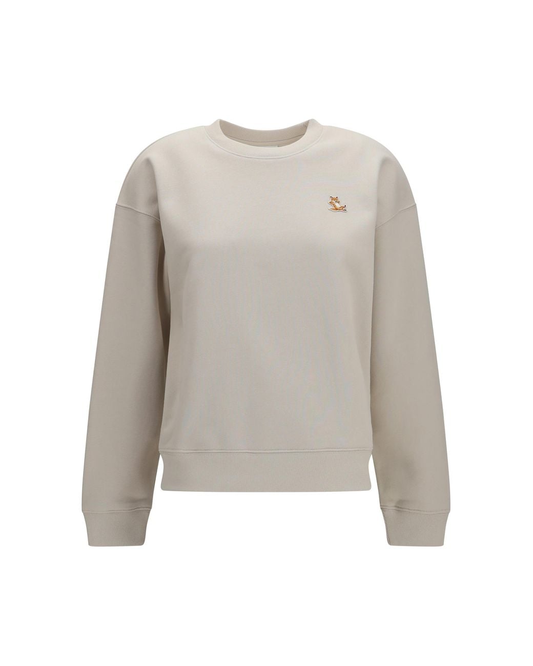 Maison Kitsuné Natural Crewneck Sweatshirt Chillax Fox Comfort Cotton Sweater