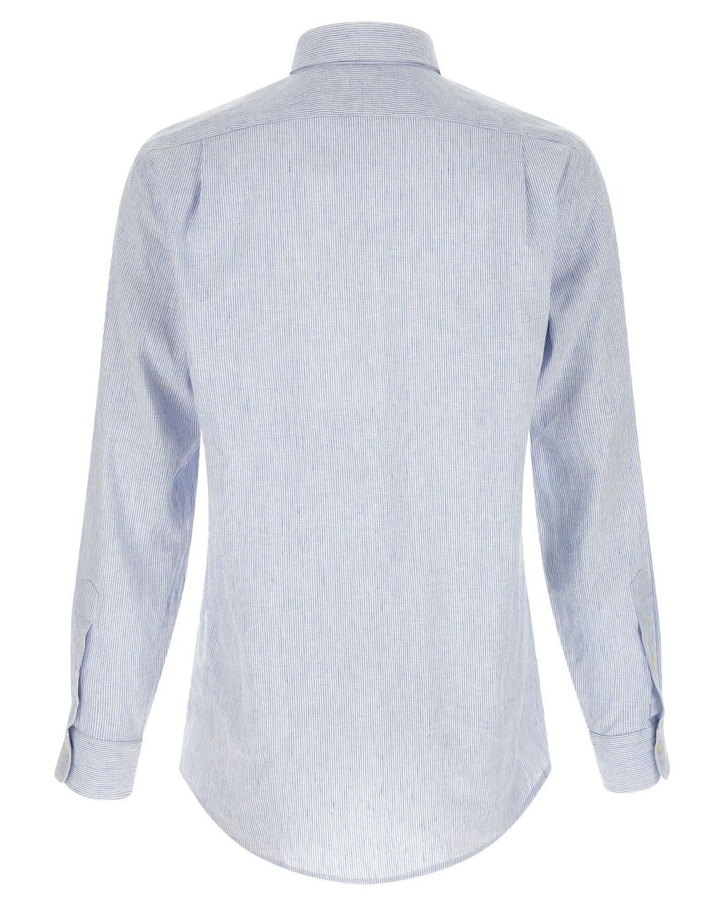 Polo Ralph Lauren Blue Micro-Striped Linen-Cotton Shirt for men