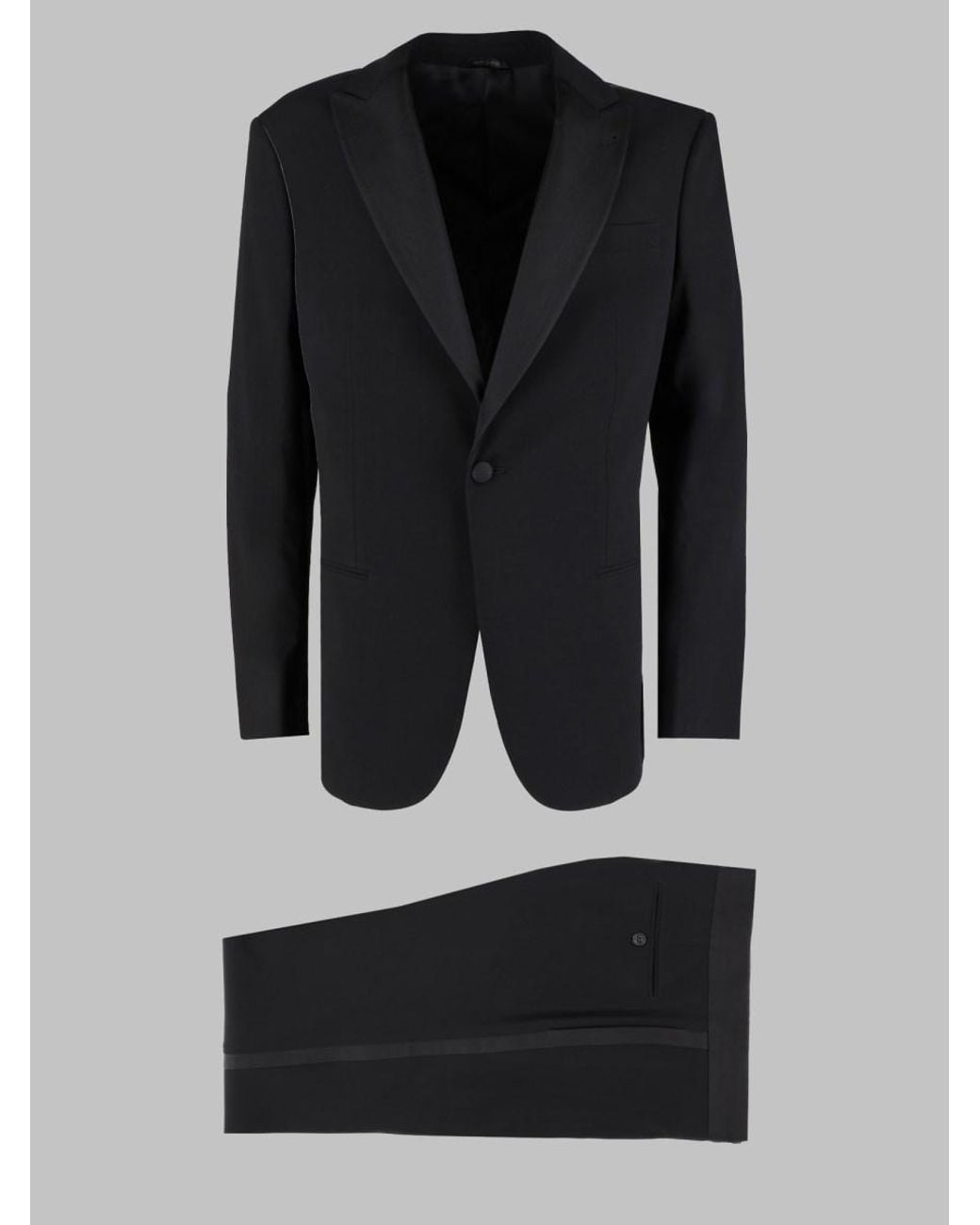 Giorgio Armani Black Two-Piece Wool Suit Virgin Suits for men
