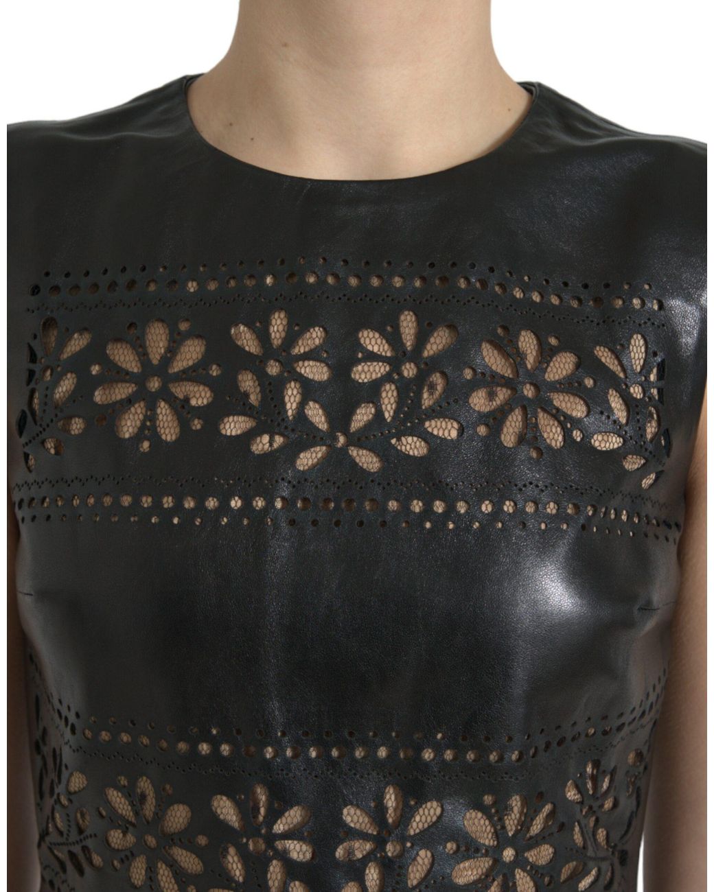 RED Valentino Black Shiny Nylon Cut Out A-Line Mini Dress