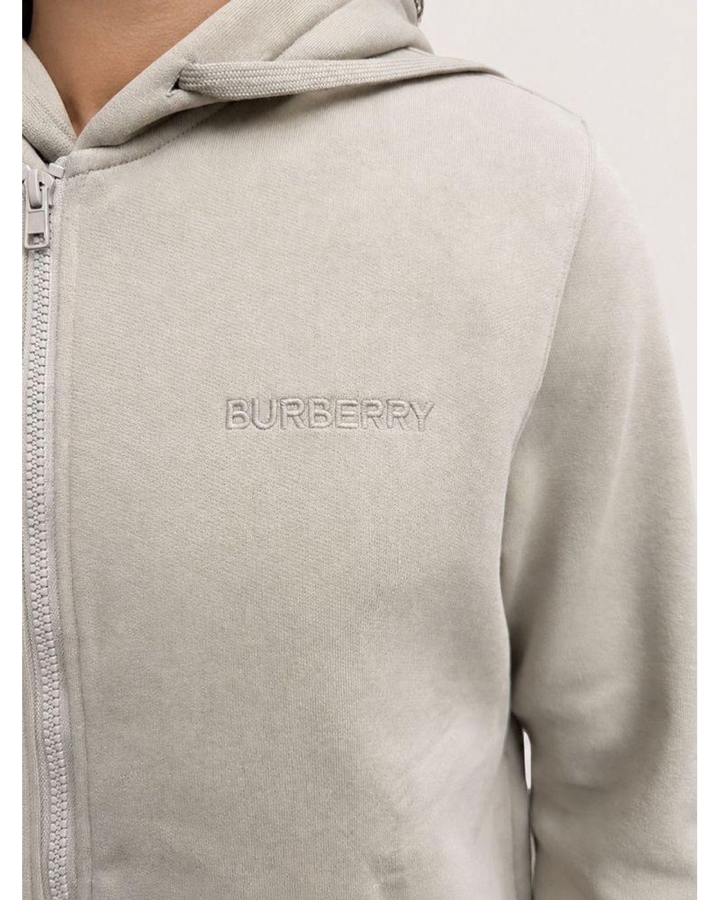 Burberry Natural Zip Hoodie Cotton Sweater for men