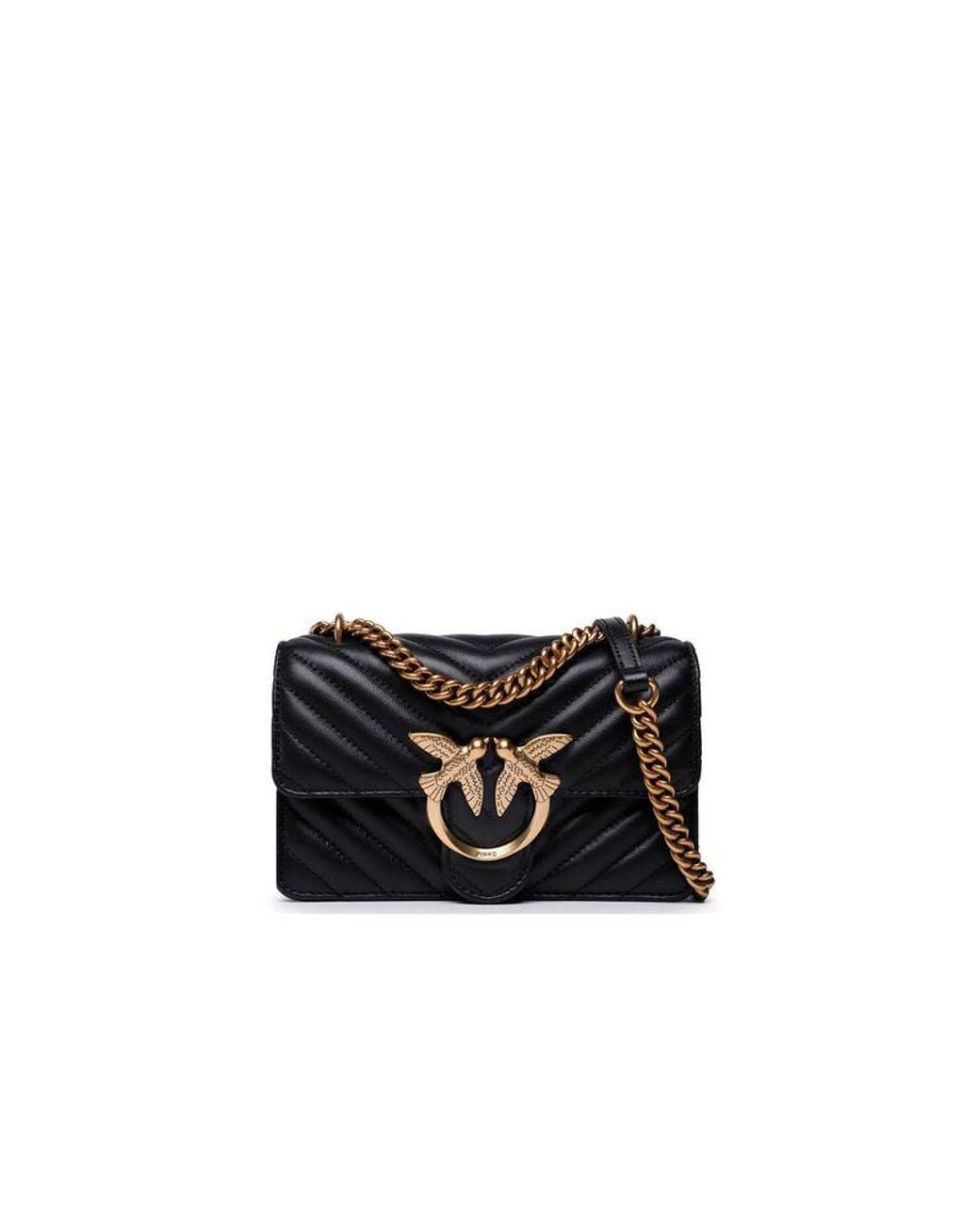 Pinko Black Crossbody Bag Sheep Leather