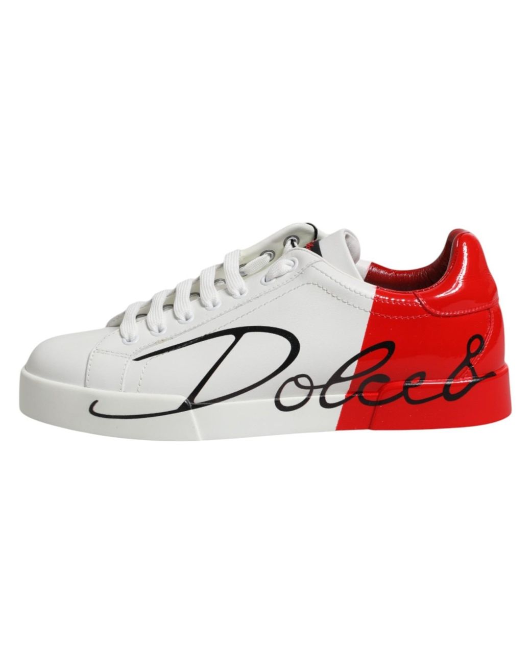 Dolce & Gabbana Red Leather Logo Portofino Sneakers Shoes And Calfskin for men