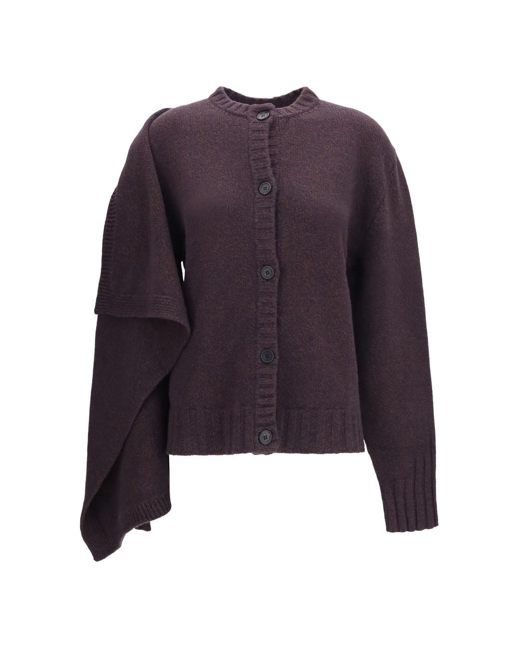The Attico Blue Wool Crewneck Cardigan With Cape Virgin Sweater