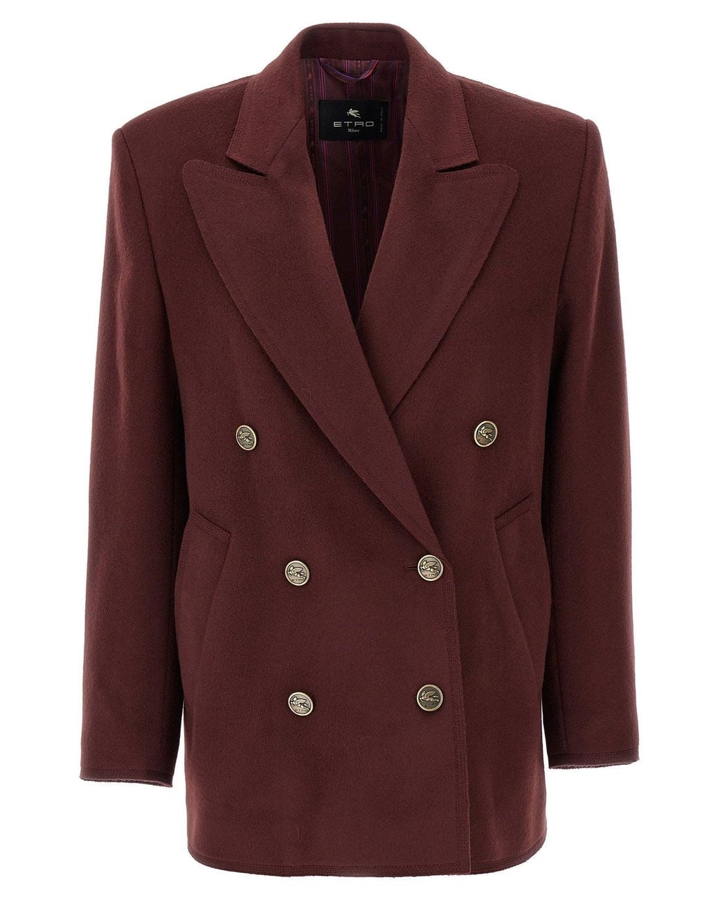 Etro Purple Double-Breasted Wool-Cashmere Blazer