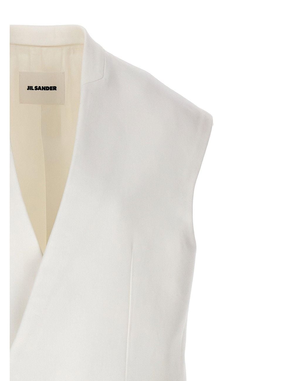 Jil Sander White Oversize Tailored Cotton Vest