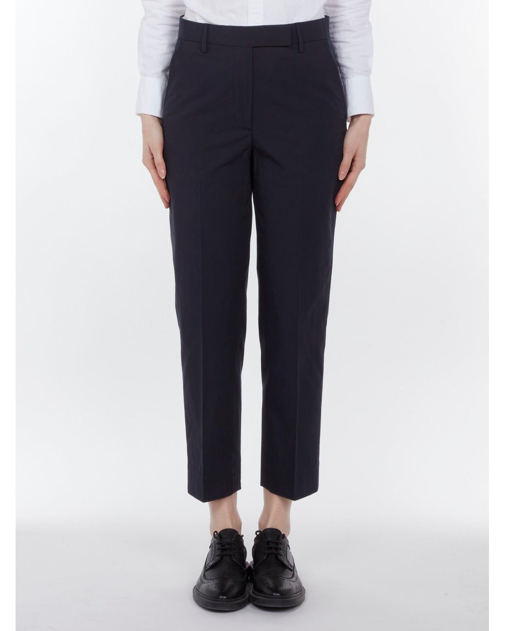 Thom Browne Blue Pantalon Classique Coton Anti-Froissage Marine Trousers