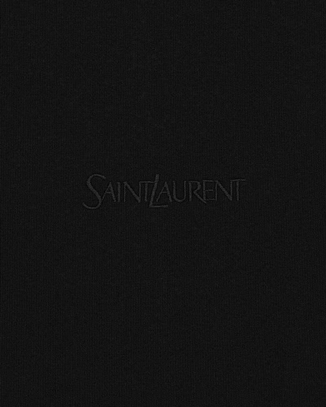 Saint Laurent Black Saint Laurent Logo-Embroidered T-Shirt for men