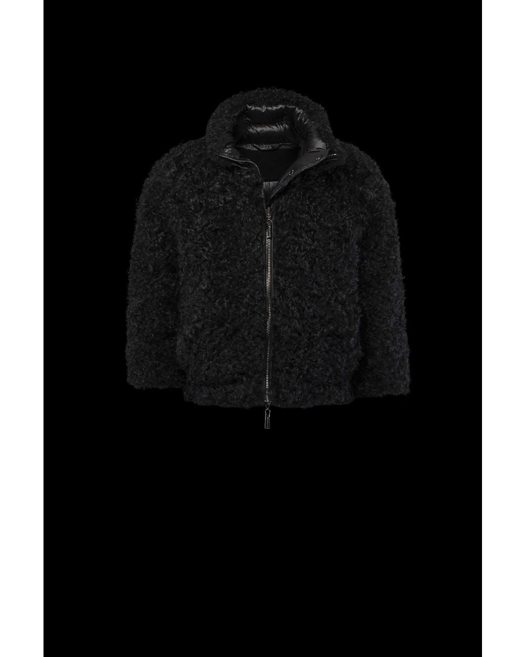 Moorer Black Puffer Jacket With Shearling Collar