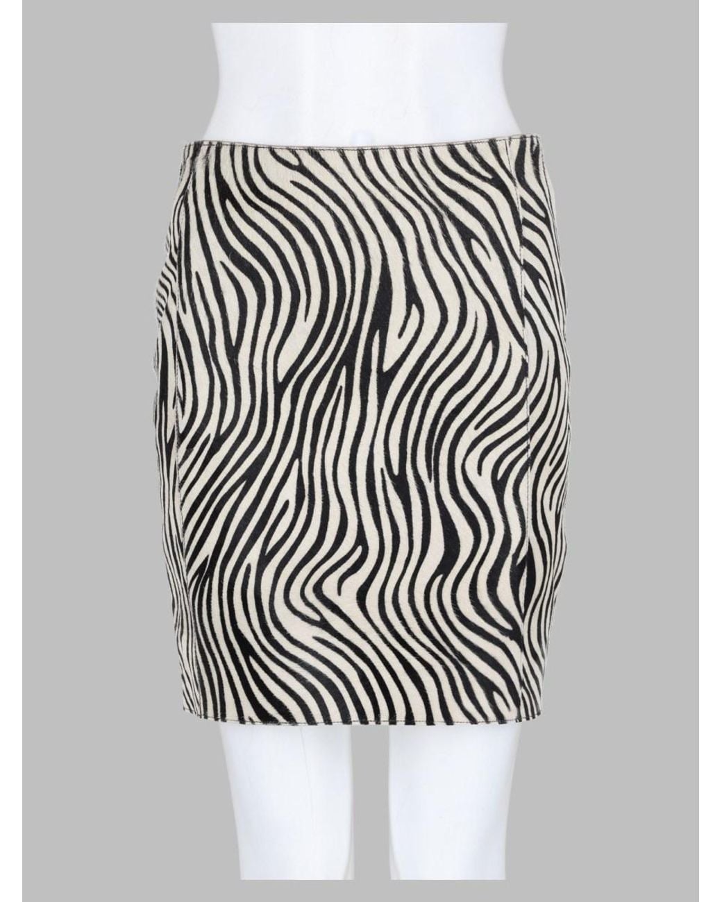 Alysi White Pony Hair Mini Skirt Leather