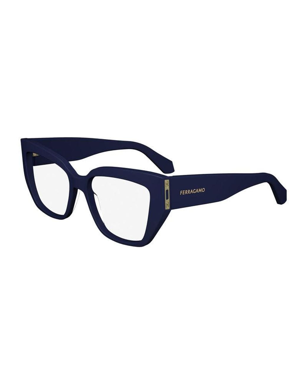 Ferragamo Blue Eyeglasses Square Full Rim, Frame And Clear Demo Lens Lens Sf2972414