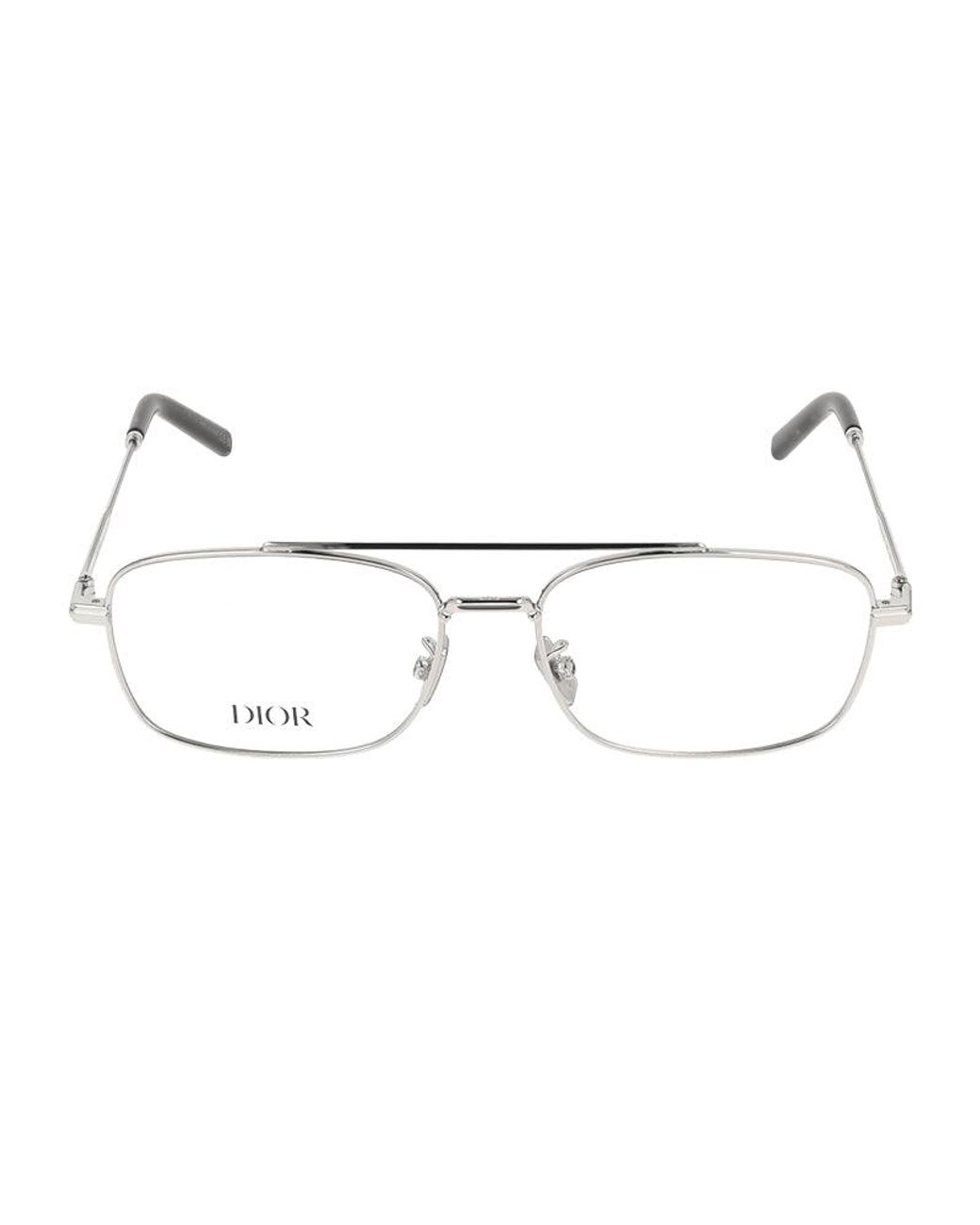 Dior Metallic Eyeglasses Rectangle Full Rim, Frame And Clear Demo Lenses Lens Blacksuiton2Uf000 Sunglasses for men