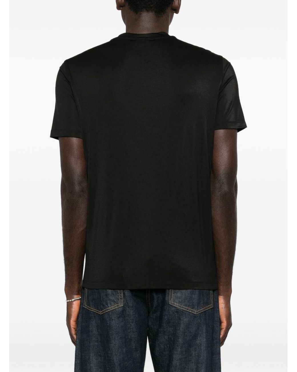 Emporio Armani Black Modal And Silk Blend T-Shirt