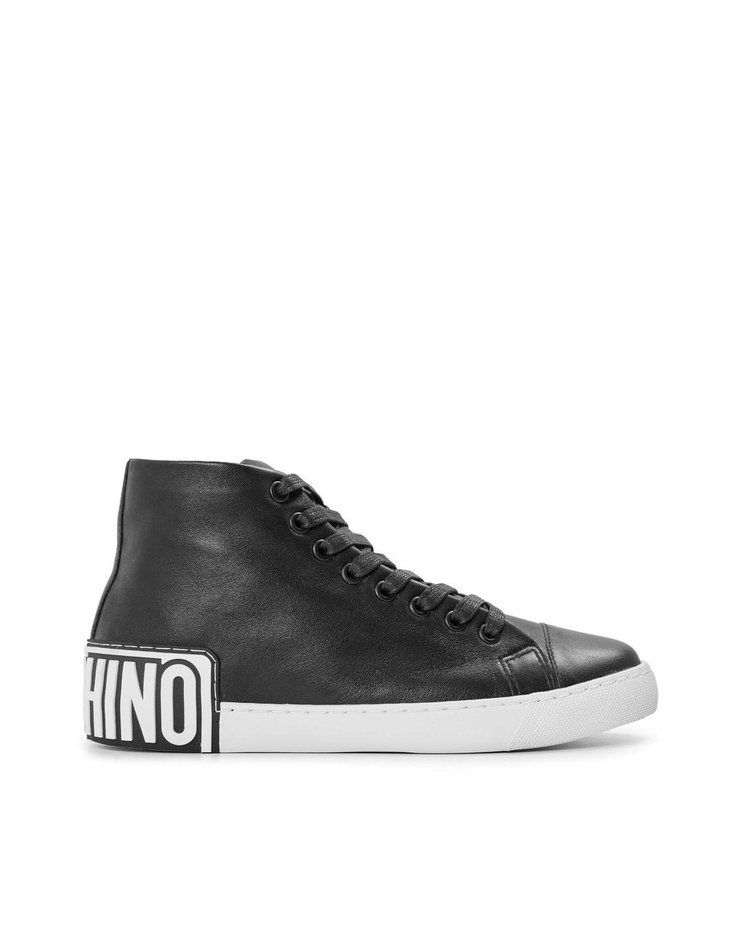 Moschino Black Vulc 25 Logo Mid-Top Sneakers Shoes for men