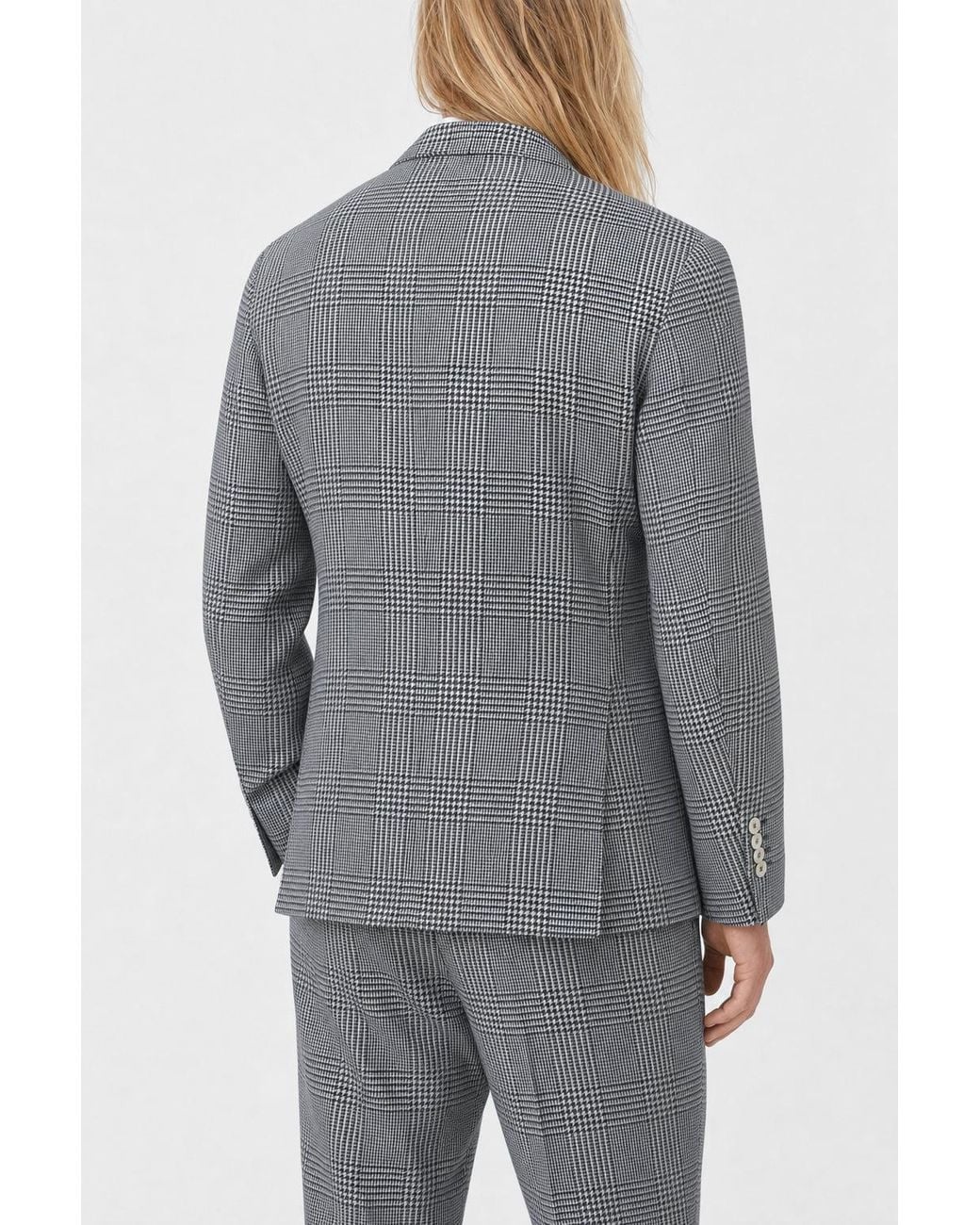 Brunello Cucinelli Gray Wool Silk Checked Blazer for men
