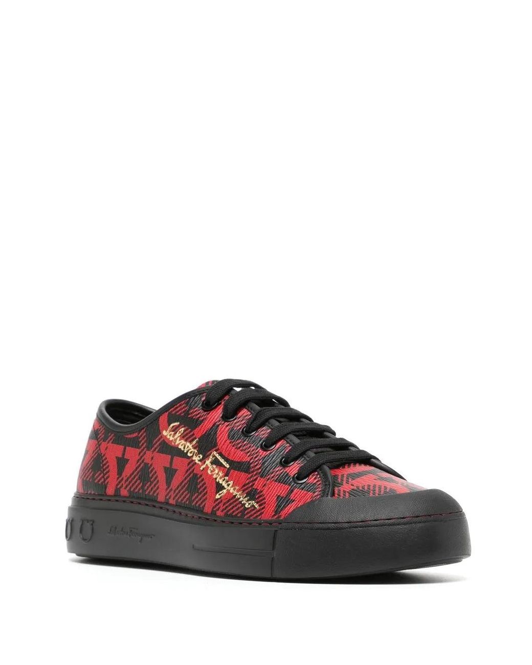 Ferragamo Red Gancini Logo-Top Sneakers for men