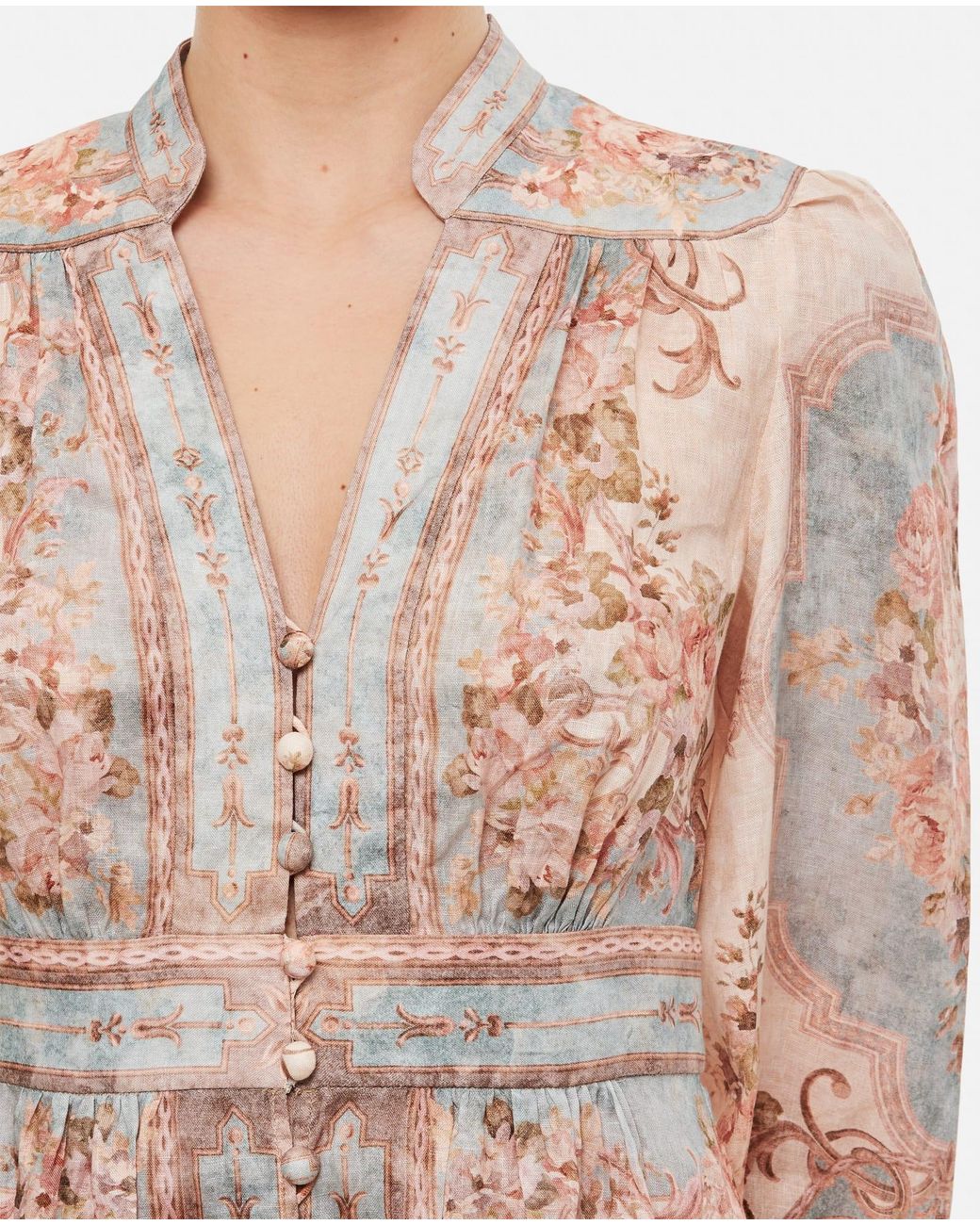 Zimmermann + Net Sustain August Floral-print Linen Midi Dress in Natural |  Lyst