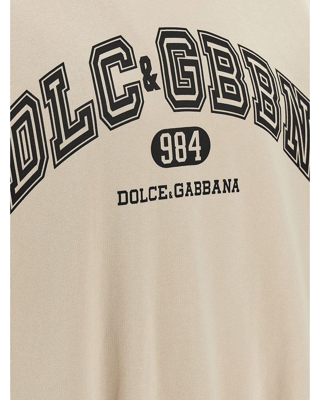 Dolce & Gabbana Natural Dolce & Gabbana Logo-Print Fleece Hoodie