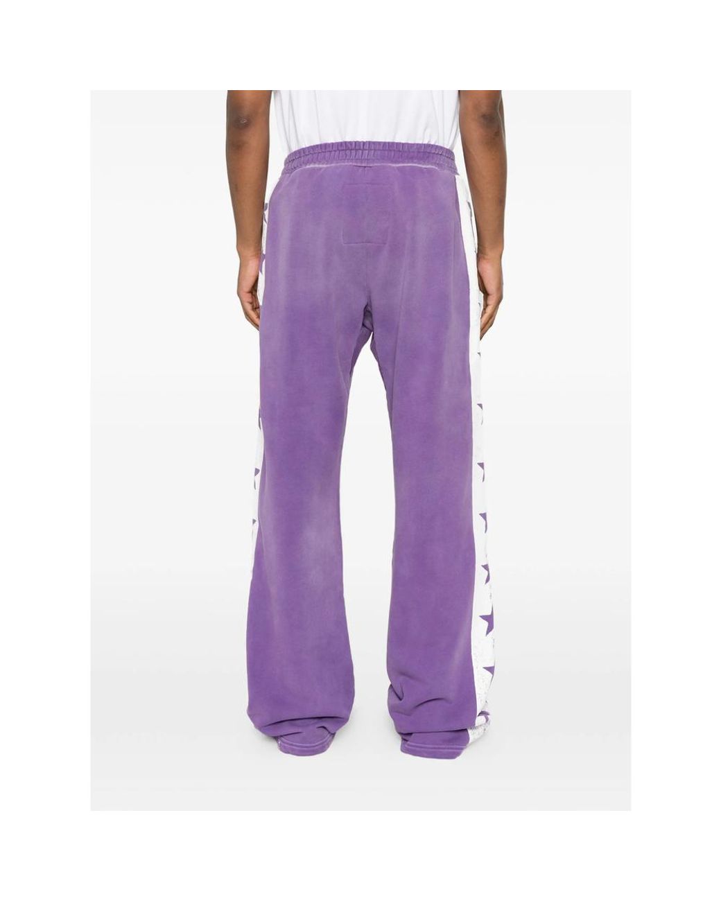 Secnd Slf Purple Lace-Up Star-Print Track Pants for men