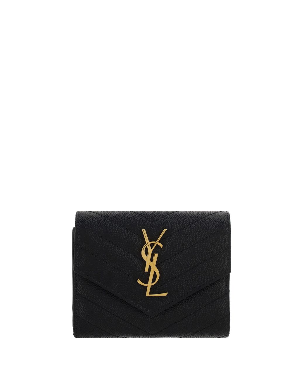 Saint Laurent White Cassandre Matelassé Leather Wallet Calf & Purses