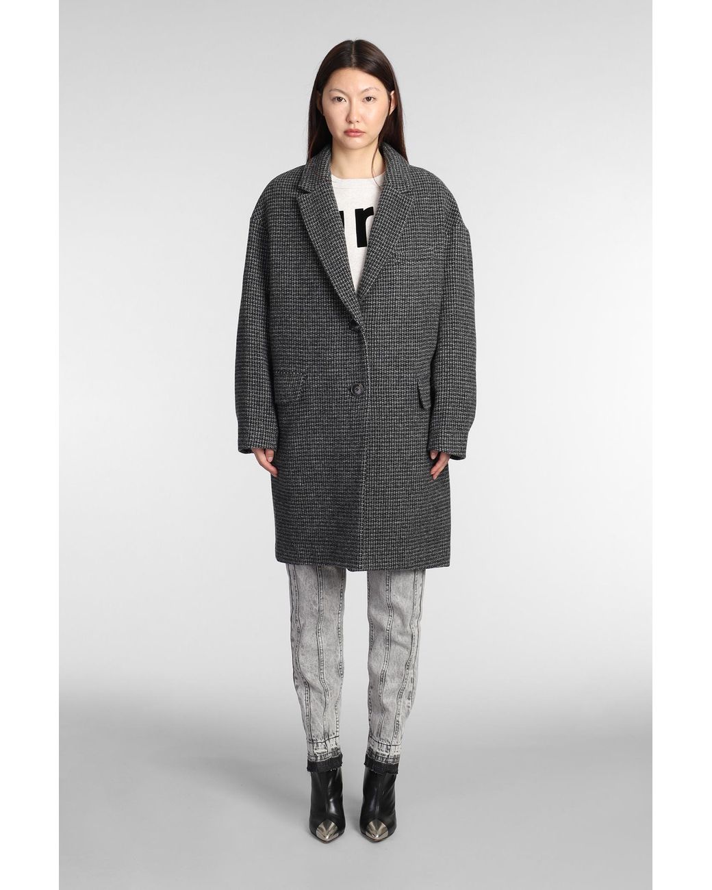 MARANT ETOILE Limiza Coat In Grey Wool in Gray | Lyst