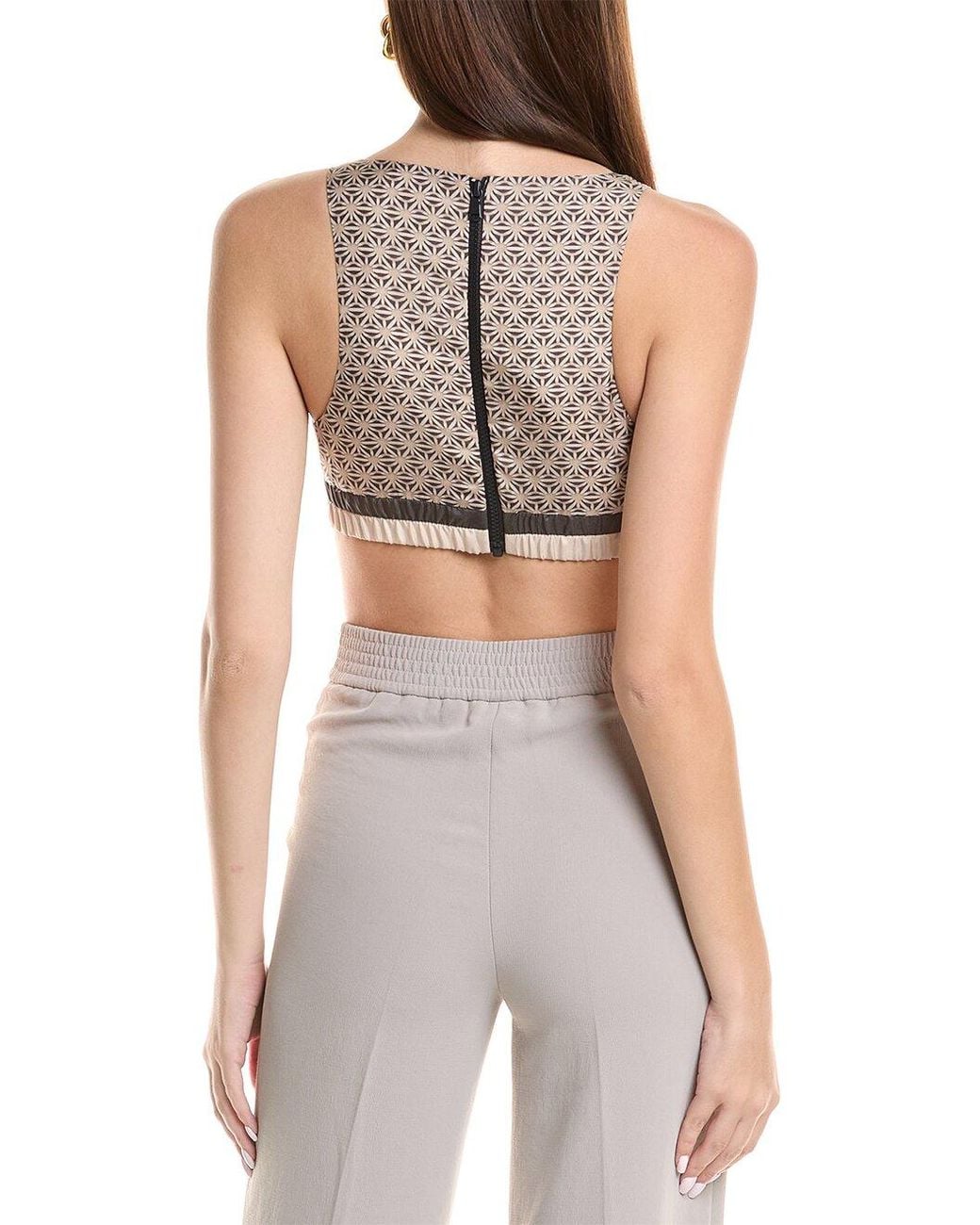 Brunello Cucinelli Gray Patterned Bralette Top