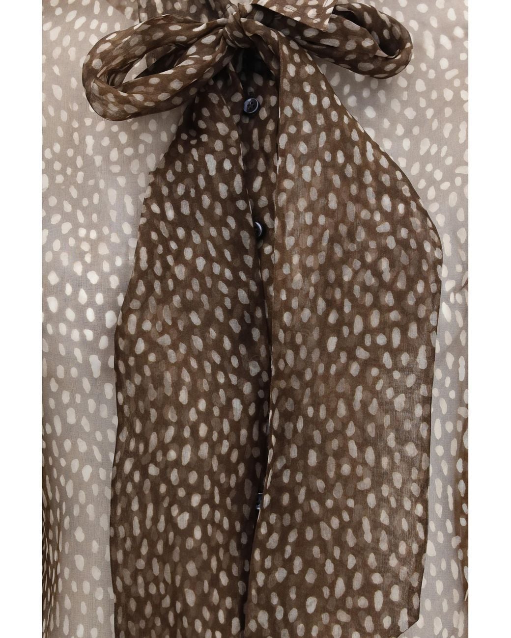 Brunello Cucinelli Brown Dapple Silk Organza Shirt With Neck Tie