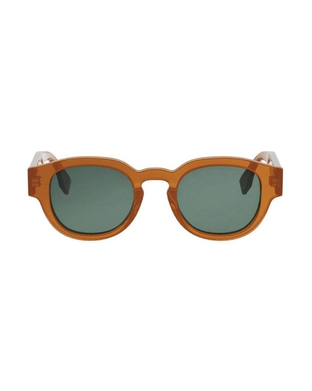 Fendi Brown Sunglasses Round Full Rim, Shiny Opaline Honey Frame And Lens Fe40182I44N