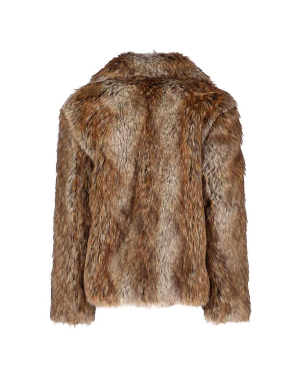 MM6 by Maison Margiela Faux Fur Jacket in Brown | Lyst