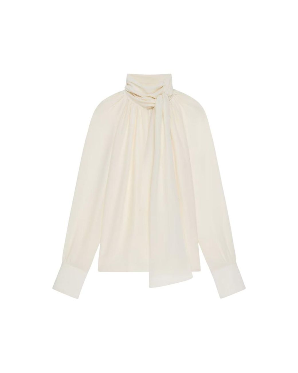 Givenchy White Blouse With Knot Collar_Eggshell