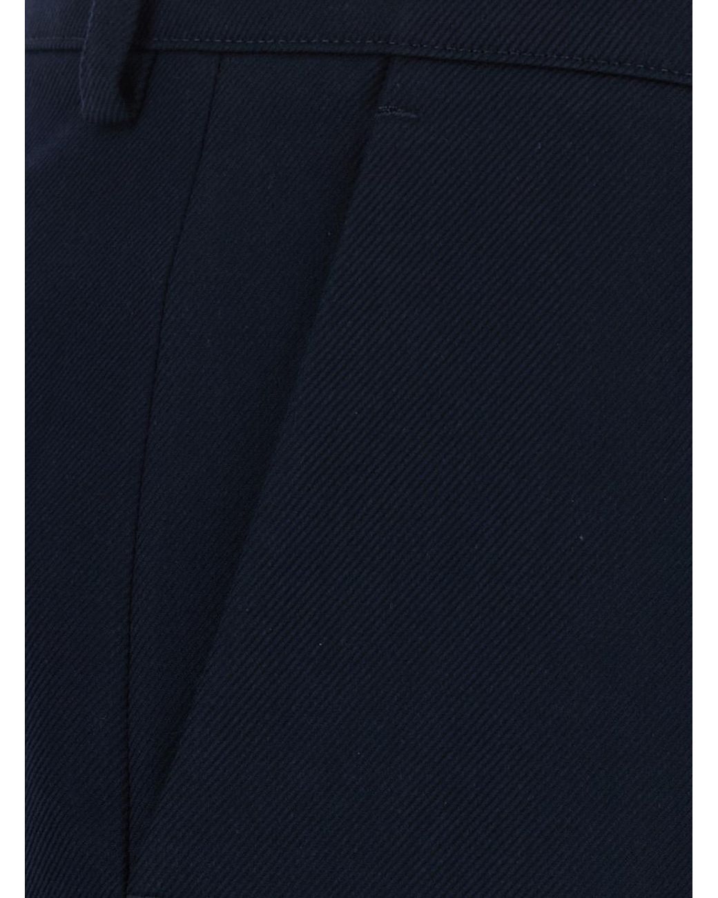 PT Torino Blue Trousers Wool-Cotton Hems Wool And Cotton