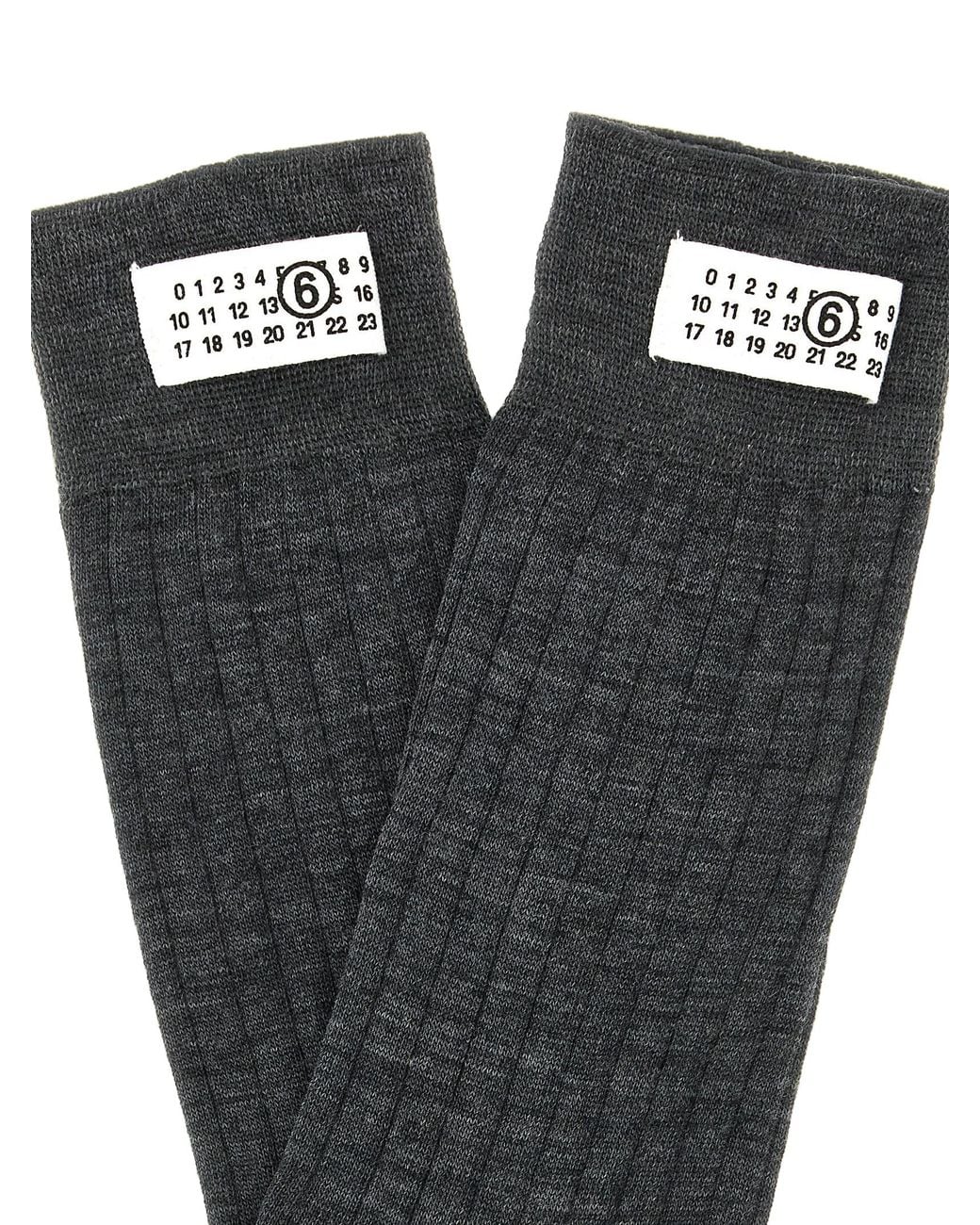 MM6 by Maison Margiela Black Mm6 Maison Margiela Ribbed Wool Socks