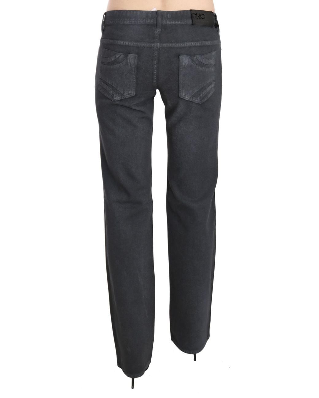 CoSTUME NATIONAL Black Low Waist Straight Denim Pants Jeans Cotton
