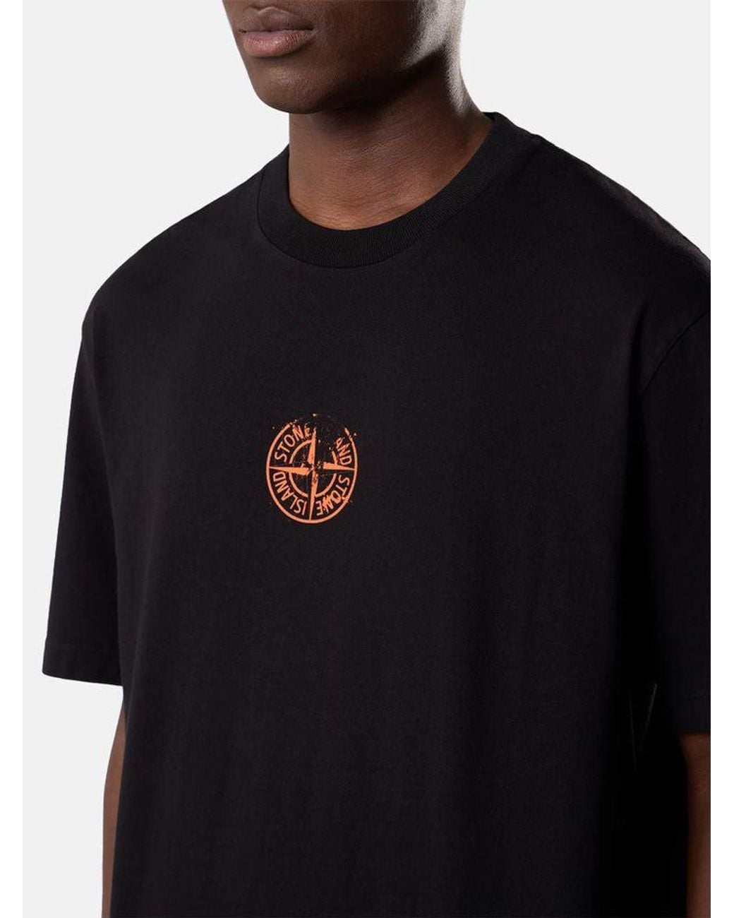 Stone Island Black Stone Island Logo-Embroidered T-Shirt for men