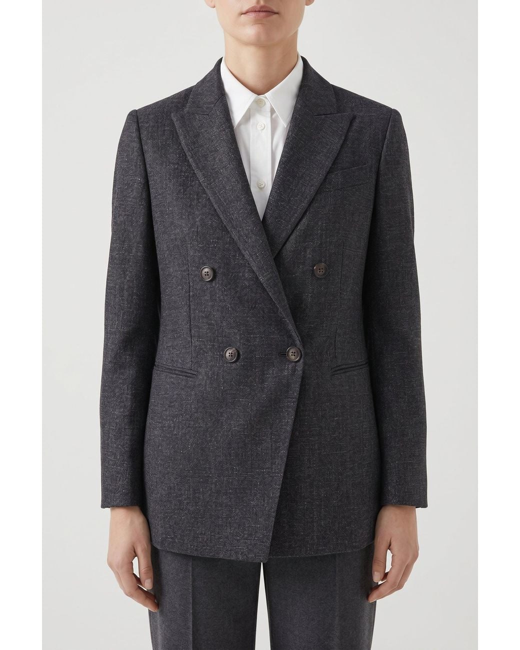 Brunello Cucinelli Gray Dark Double Breasted Blazer