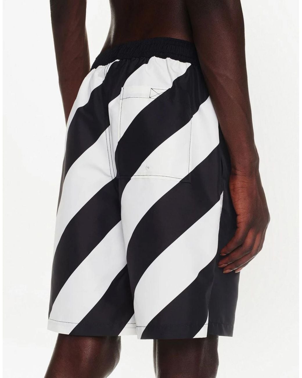 Off-White c/o Virgil Abloh Black Diagonal Logo Surfer Swim Shorts for men
