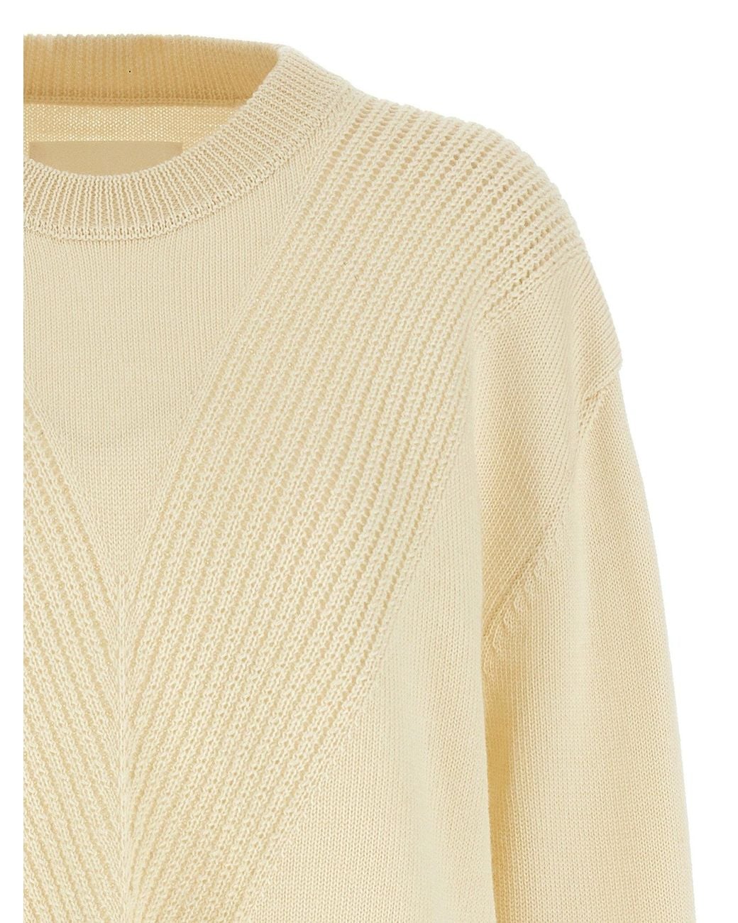 Jil Sander Natural Textured Knit Wool Sweater