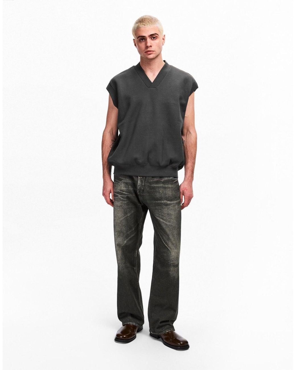 Fear Of God Black Fear Of God V Neck Sleeveless Vest for men