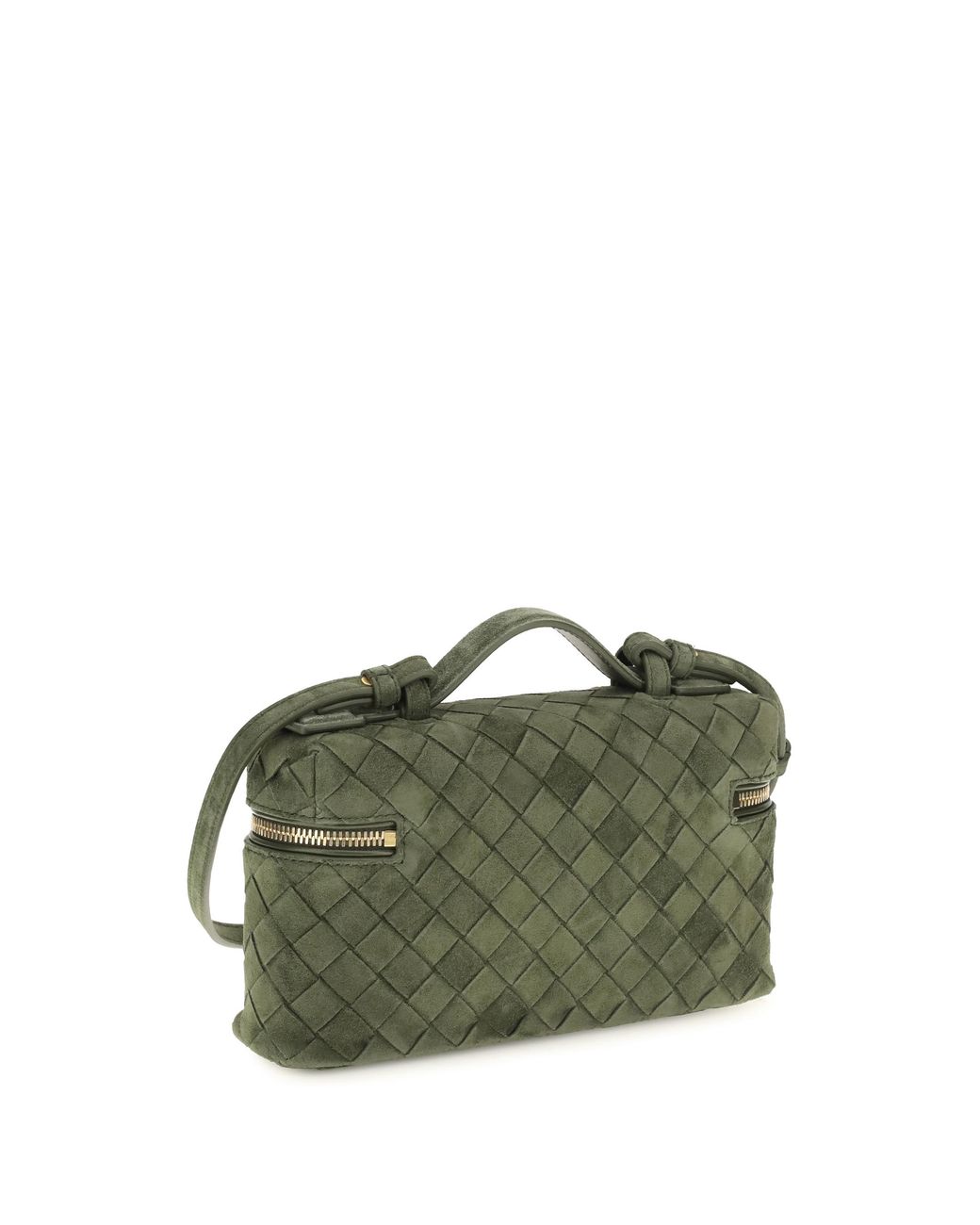 Bottega Veneta Green Shoulder Bag Bang Tweed- Tweed/ Calf Leather