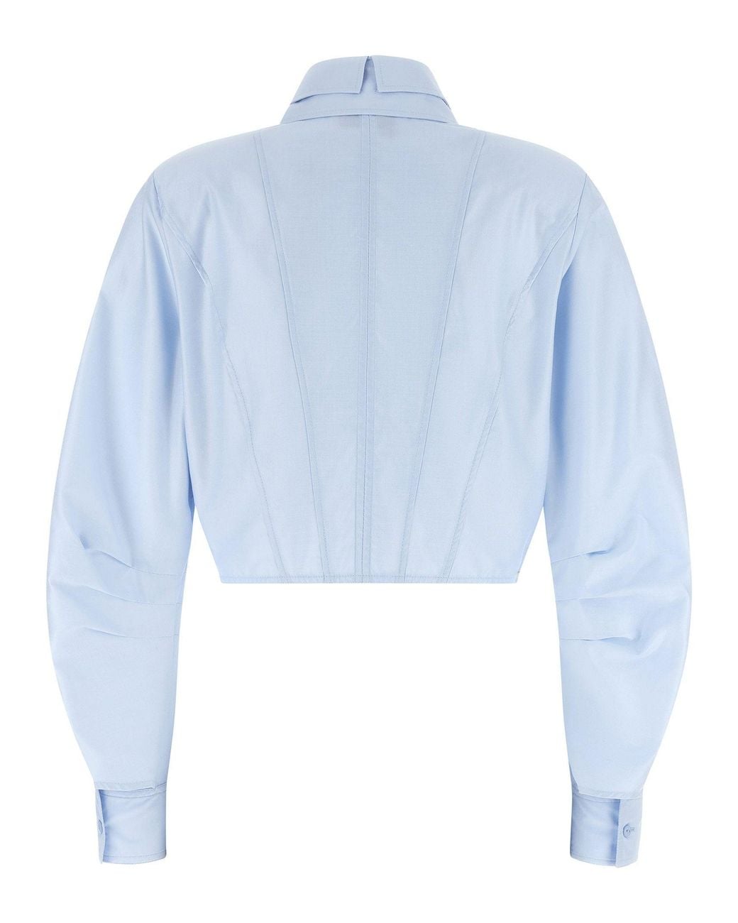 Elisabetta Franchi Blue Cropped Bustier Cotton Poplin Shirt