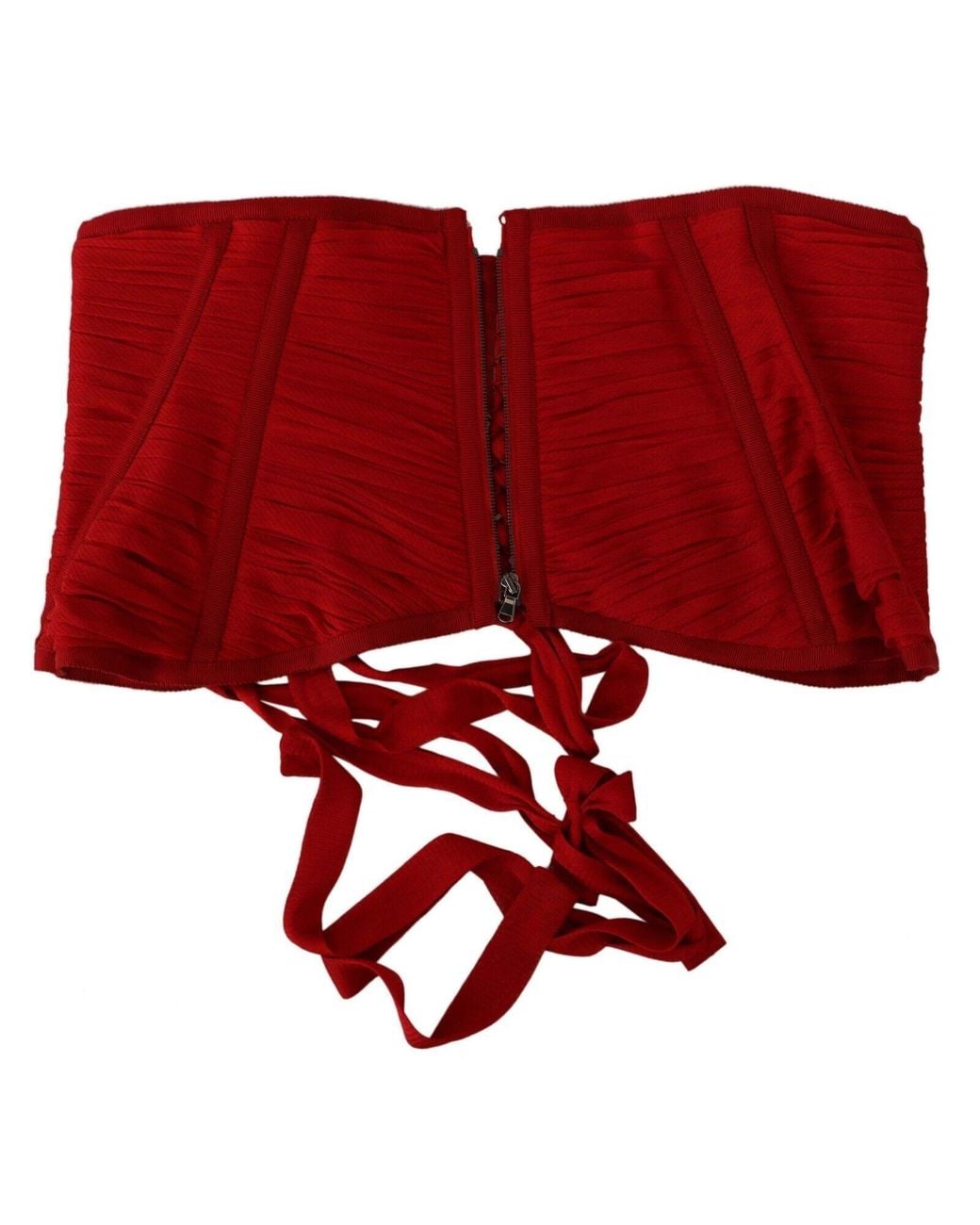 Dolce & Gabbana Red Elegant Silk Corset Belt Top