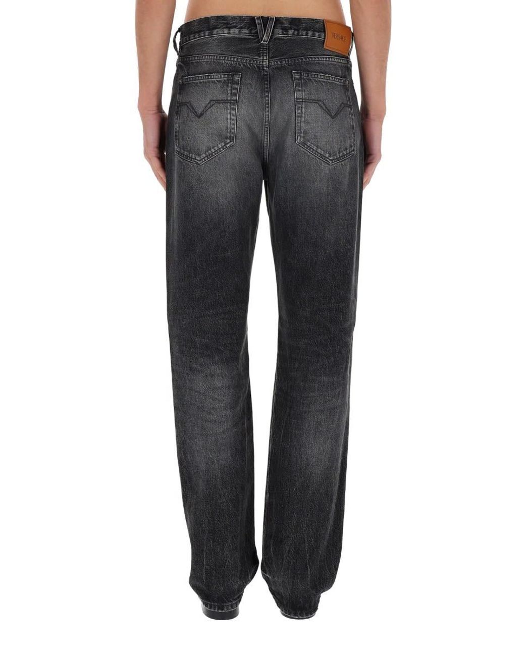 Versace Gray Jeans With "Medusa" Detail for men