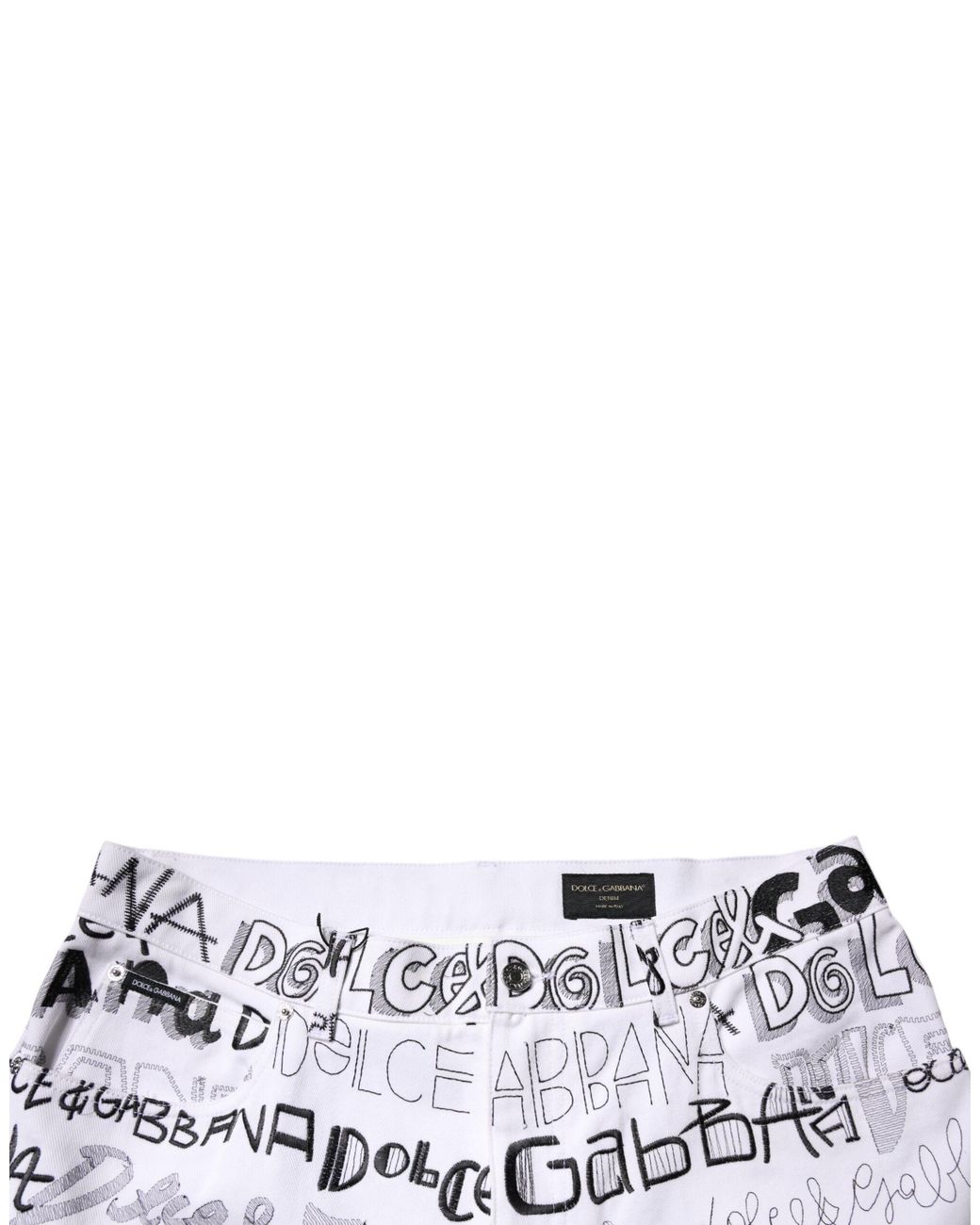 Dolce & Gabbana Gray Logo Print Straight Denim Jeans for men
