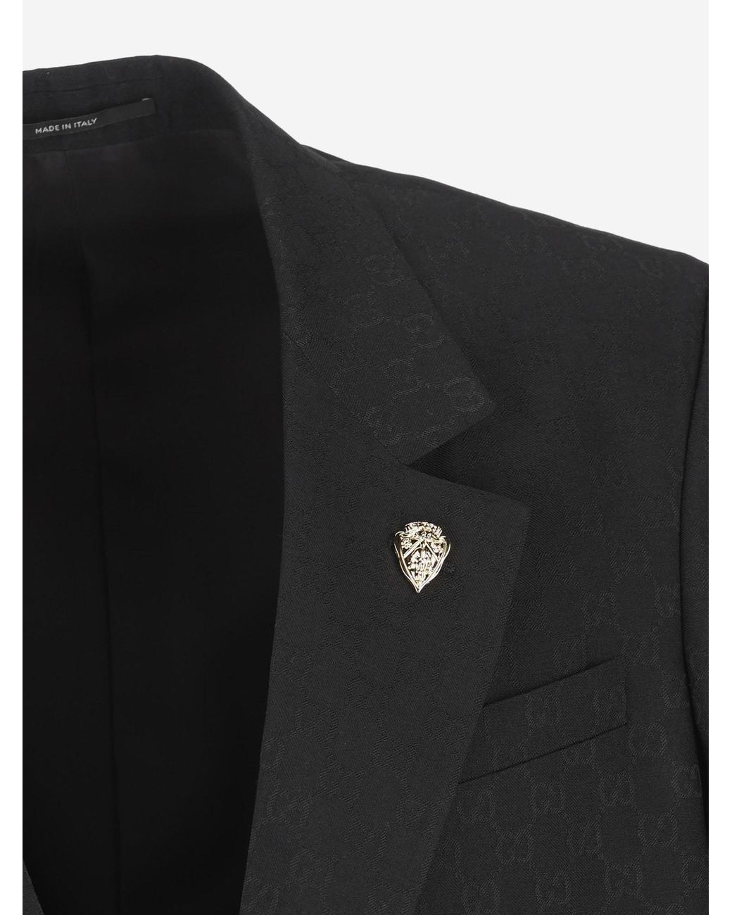 Gucci Black Gg Pattern Wool Blend Jacket Polyester for men