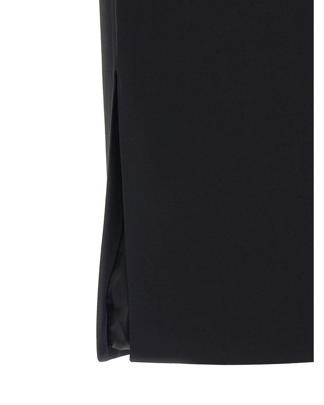 Fendi Black Wool-Silk Blend Pencil Skirt