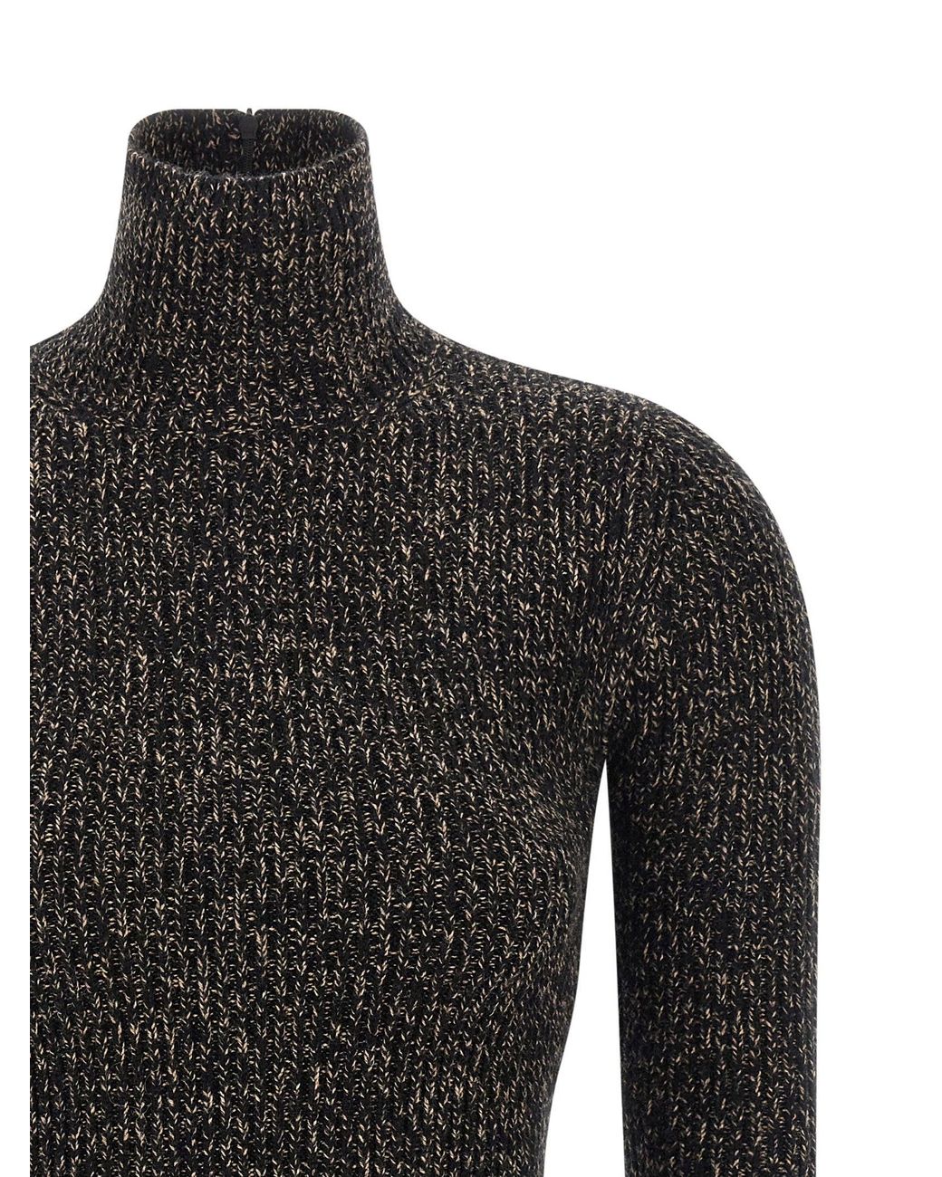 Max Mara Black Ribbed Wool And Cashmere Mouliné Sweater