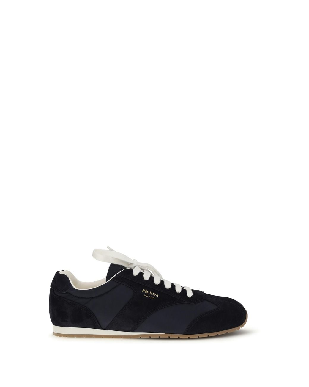 Prada Black Prada Two-Tone Suede And Fabric Sneakers for men