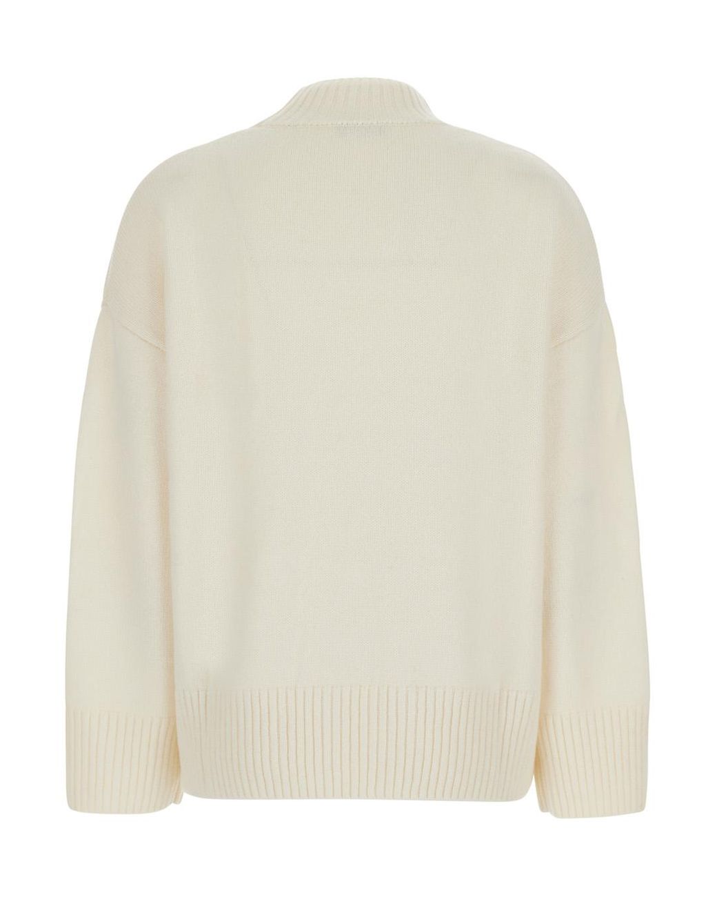 Le Plain White Mock Neck Pullover Cashmere Top