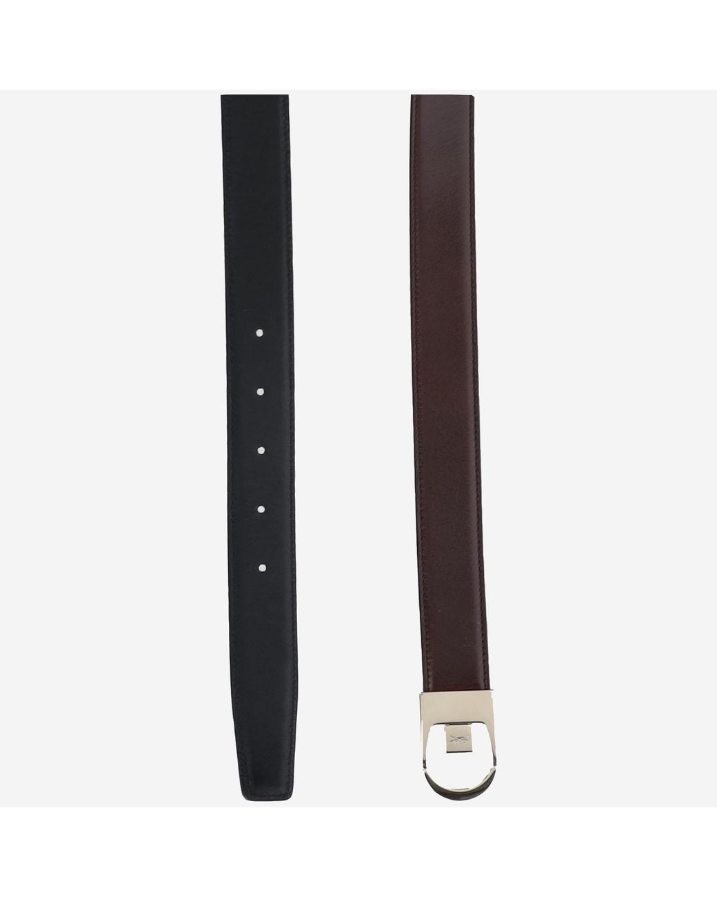 Saint Laurent Black Smooth Leather Reversible Belt Calfskin